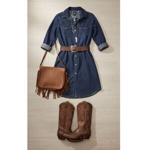 GAP 1969 Tencel Lyocell Denim Shirt Dress XS Indigo Chambray Button Front Modern